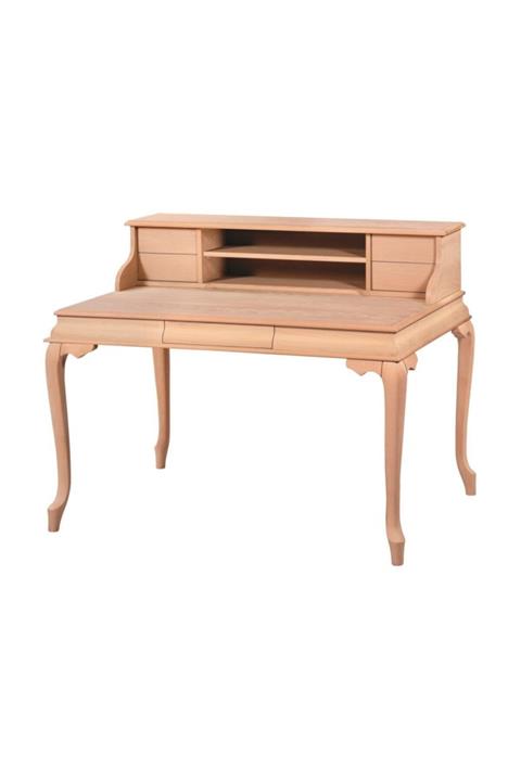 PİNE AHŞAP 110 Cm Raflı Bombeli Çalışma Masası Cilasız 4310