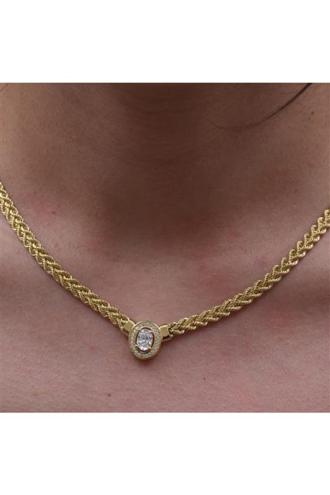 Goza Jewellery Kış Güneşi Taşlı Altın Kolye