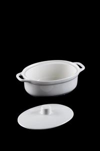 ACAR Bianco Perla Porselen Kapaklı Oval Fırın Kabı - 26 Cm