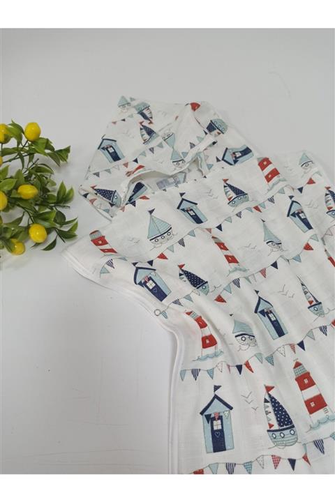 Ege HOME Decoration&Accessories Çocuk Müslin Panço Sailor Desen