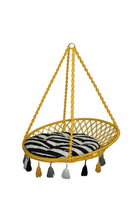 KEYİF SEPETİ Relaks Sarı Renkli Püsküllü Salıncak