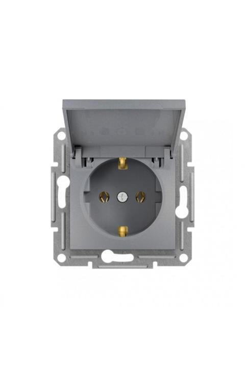 Legrand Raventi Kapaklı Topraklı Priz, Titanyum - 768818