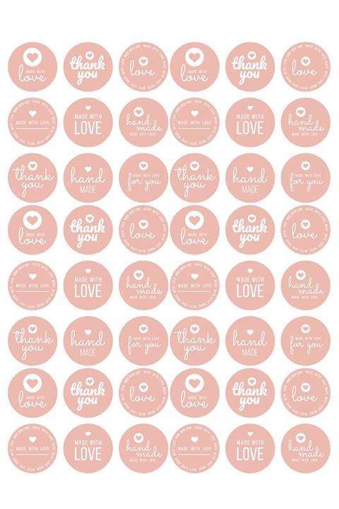 Sim Tasarım - Sim139 - Thank You - Hand Made - Made With Love Etiket Pembe