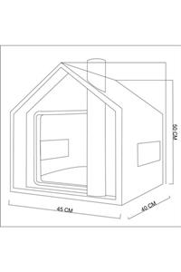 odunconcept Tırmalama Halatlı Özel Tasarım Kedi Evi - Megaron - Siyah Ve Ahşap Desenli