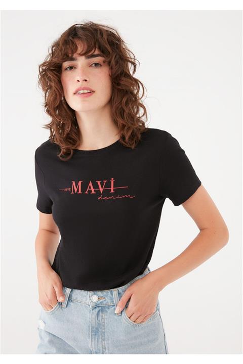 Mavi Baskılı Siyah Tişört 1601196-900