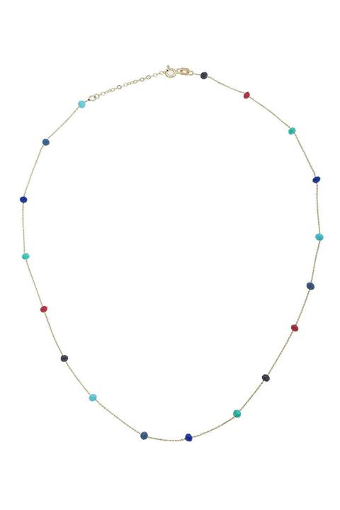 GençTaş Kuyumculuk Renkli Sıralı Taşlı 14 Ayar Altın Kadın Kolye