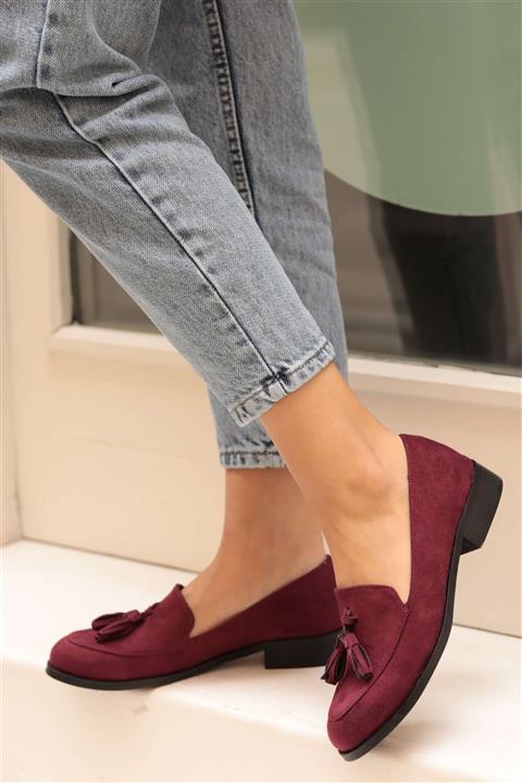 Mio Gusto Iris Bordo Süet Oxford Ayakkabı