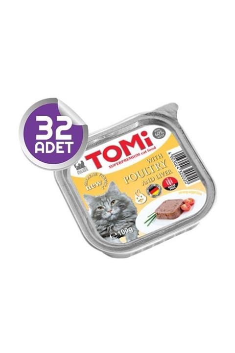 Tomi Kanatlı ve Kaz Ciğerli Pate Kedi Yaş Maması 100 Gr 32 ADET