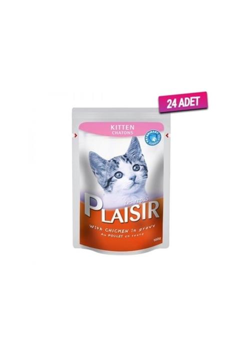 Plaisir 24 Adet - Kitten Tavuklu Pouch Yavru Kedi Konservesi 100 Gr