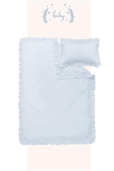 we are Pia 100x150 Sade Düz Fırfırlı %100 Pamuklu Bebek/çocuk Nevresim Takımı Mavi