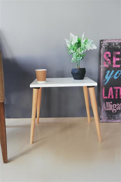 The N Wood Girne Doğal Konik Ayaklı Yan Sehpa