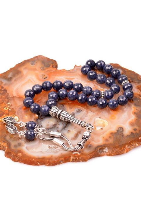 Taş Sandığı Safir Taşı Gümüş Tesbih -7,3 Mm