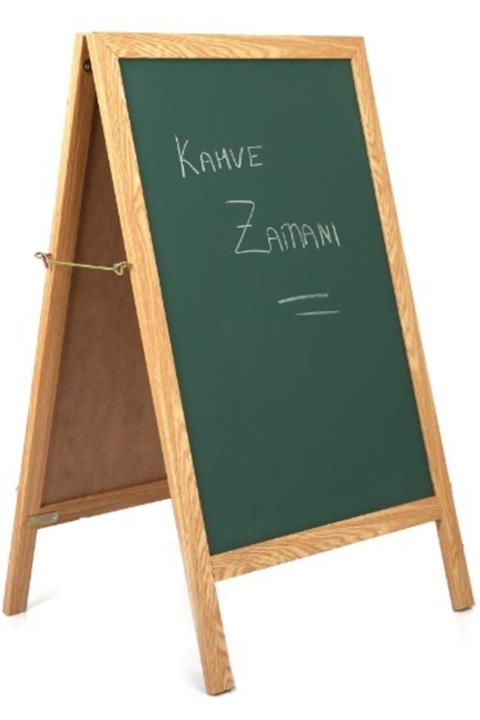AKYAZI 60x85 Ahşap Ayaklı Eskitme Üçgen Yazı Tahtası