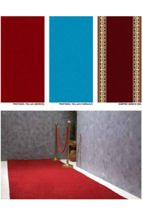 Samur Protokol Kırmızı Yolluk Kaymaz Taban 80x15 Metre