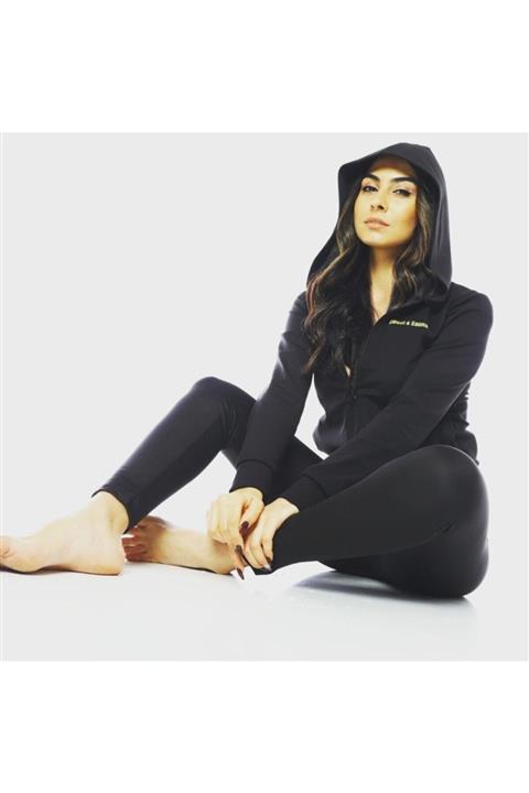 Sweet Sauna Unisex Siyah Terleten Uzun Kol Kapşonlu Takım