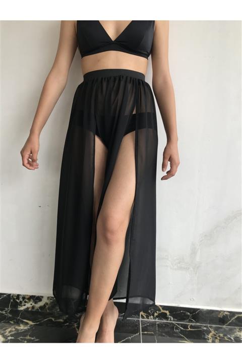 MATHILDA Yeni Sezon Uzun Siyah Pareo