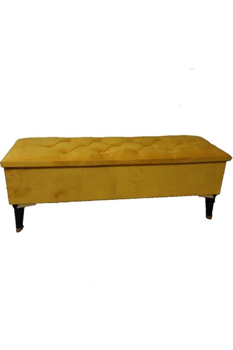 PUFCU38 Sandıklı Ayak Ucu Puf Bench Hardal Sarısı Seçenekli 160x35 cm