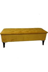 PUFCU38 Sandıklı Ayak Ucu Puf Bench Hardal Sarısı Seçenekli 160x35 cm