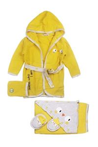 Miniworld Baby Chick 4lü Bebek Bornoz Set Sarı