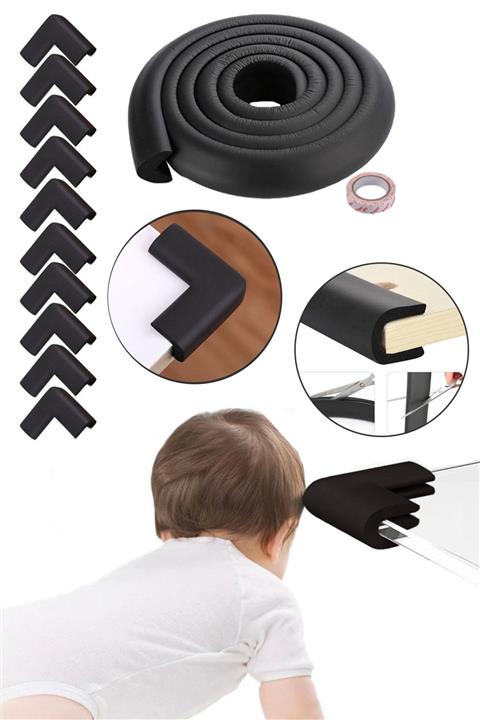 Keyfi Sepet 10'lu Köşe Koruyucu Yastık 2 Metre Sarmal Koruyucu Şerit Kauçuk