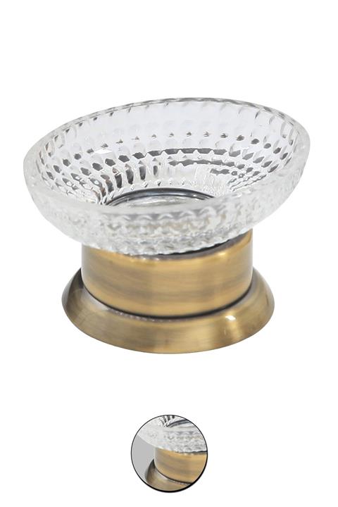Milenay Liberty Antik Set Üstü Optik Cam Katı Sabunluk, Pirinç, Pvd Kaplama