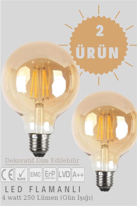 Luzarana Heka E27 4 Watt Gün Işığı Dimerli Tip Filament Edison Tip Rustik Top Led Ampül