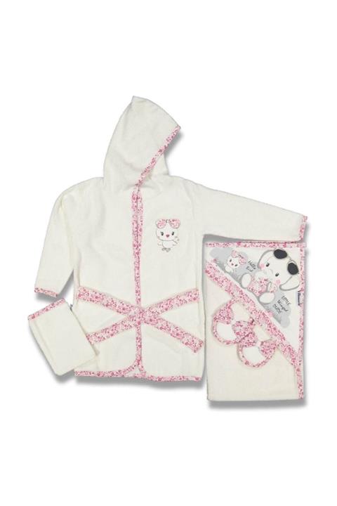 Miniworld Gözlüklü Fil Nakışlı Bornoz Seti 0-3 Yaş