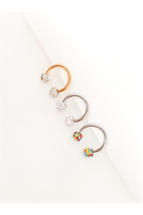 Schwestern Cerrahi Çelik Swarovski Taşlı Piercing Takımı
