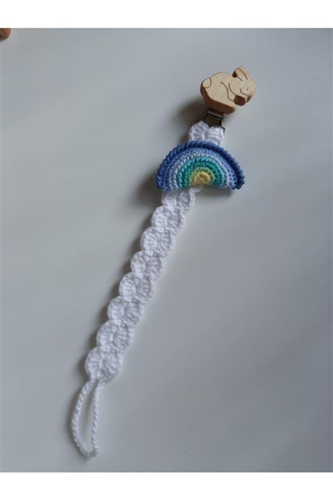 Kukaoyuncak Amigurumi Örgü Emzik Askısı Mavi