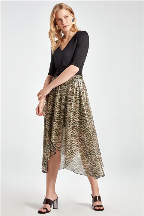 Nocturne Desenli Asimetrik Kesim Etek