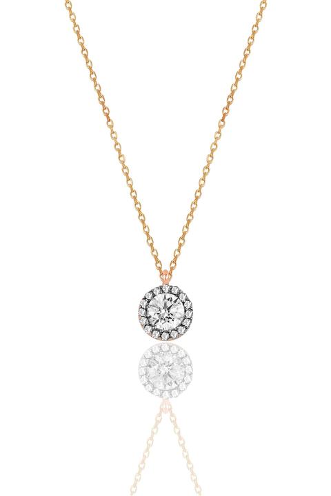 Söğütlü Silver Kadın Gümüş  Elmas Montürlü Tek Taş Kolye SGTL9907