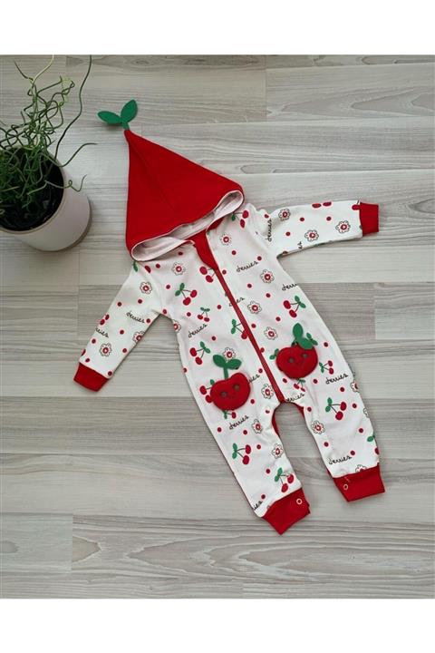 cayzen Kiraz Desenli Kapişonlu Tulum 6/9/12 Ay