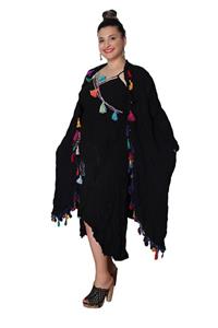 ŞIK STİL Kadın Siyah Otantik Etnik Bohem Pamuklu Kaftan