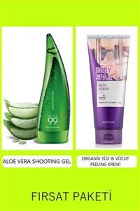 VEROBENE Holika Holika Aloe Vera Jeli 99% Soothing Gel 250ml+ Organik Yüz Vücut Peeling Kremi 200ml