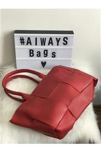 alwaysbags Kırmızı Bottega Örgü Kol Çantası