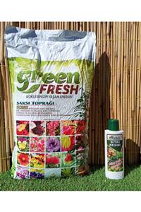 green fresh 2 Li Set 10 Lt Torf + Bitki Besini Yeşil Yapraklı Bitkiler Için Sıvı Gübre Vitamin