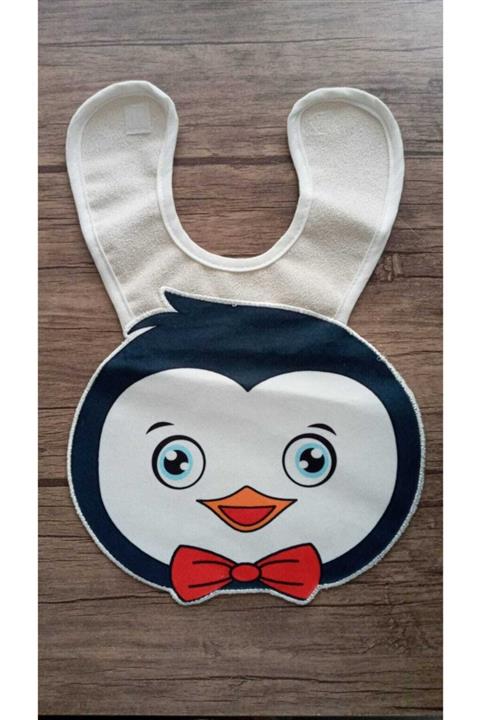 BÜCÜRÜK ATAD Unisex Bebek Beyaz Hayvan Figürlü Küçük Boy Cırtlı Önlük 2'li