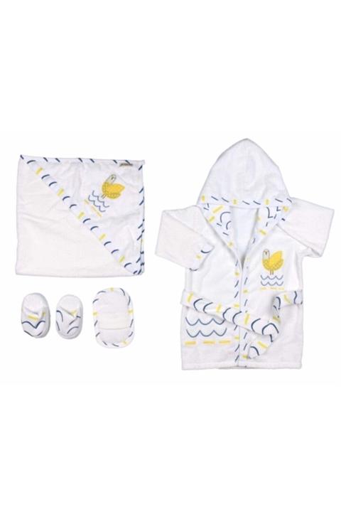 Hergünİndirim Evli Kuş Bebek Bornoz Seti