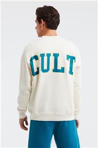 GRIMELANGE Cult Erkek Ekru Baskılı Bisiklet Yaka Oversize Sweatshirt