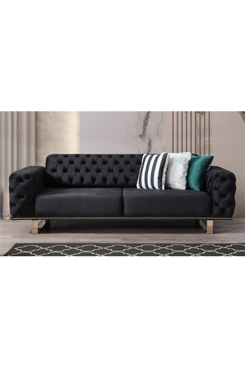 ERİZA Mono 3lü Metal Halka Ayak Koltuk (siyah)