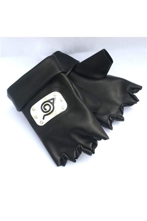 Köstebek Anime Naruto Logo Deri Erkek Kesik Parmaklı Eldiven