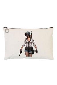 Art TShirt Pubg Girl Astarlı Bez Tablet Ve Makyaj Çantası