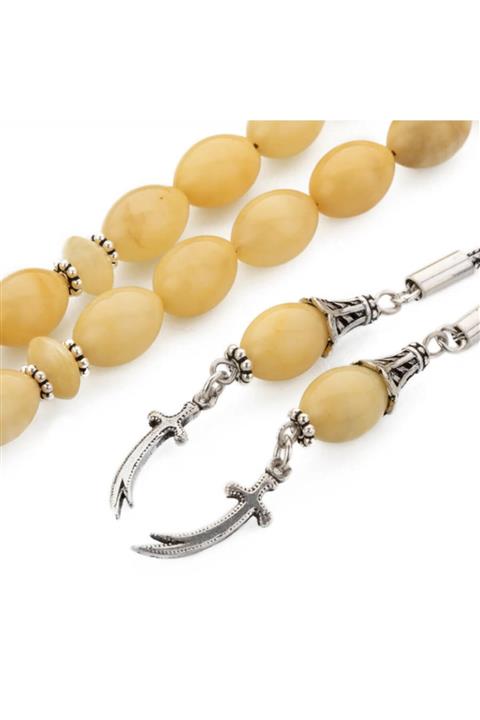 Anı Yüzük Gümüş Zülfikar Püskül Arpa Kesim Damla Kehribar Tesbih