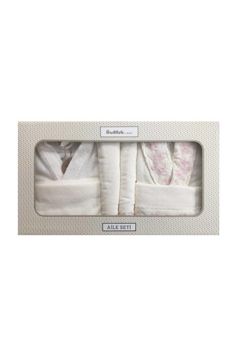 Özdilek Wingy Krem-pembe Aile Bornoz Seti