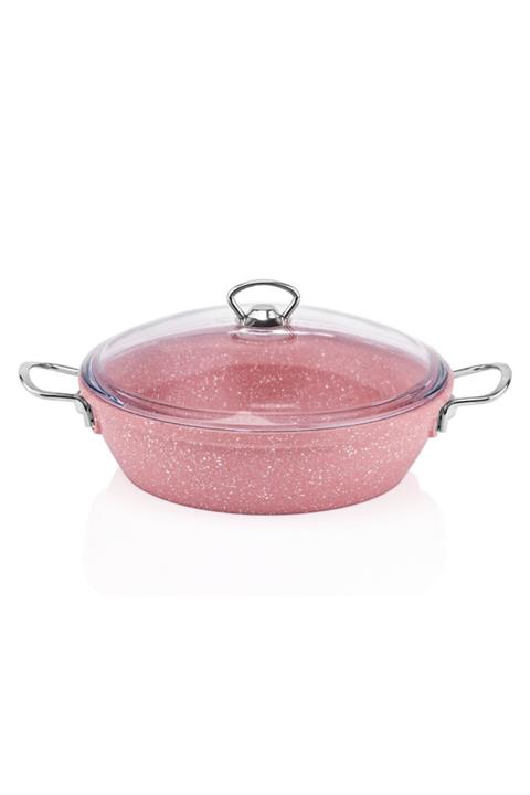Taç Aksu Granit Döküm Basık Tencere 24 Cm Pembe