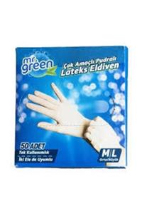 Mr Green Mr. Green Latex Eldiven M / L Beyaz Beden 50 Adet Gramajlı