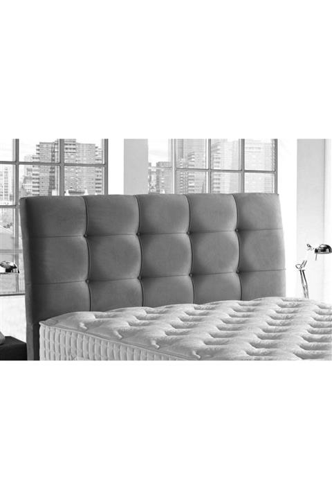 Belletto Tek Kişilik Vintage Lüx Gri Kumaş Başlık 100 cm