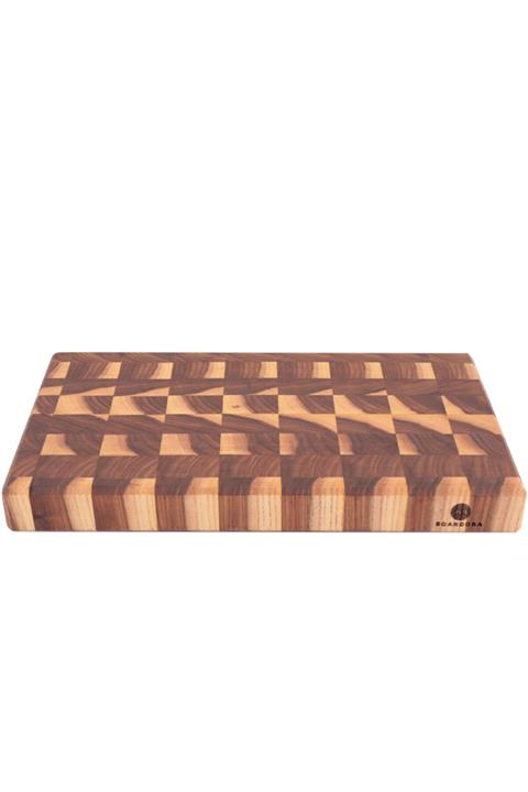 Soandora End Grain Kesme Tahtası Karaağaç Doğal Doku Kılçık Desen