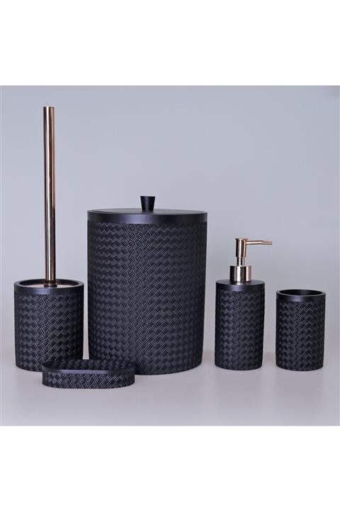 By Selim Wicker 5 Parça Siyah Banyo Seti Sbny150syh15rs
