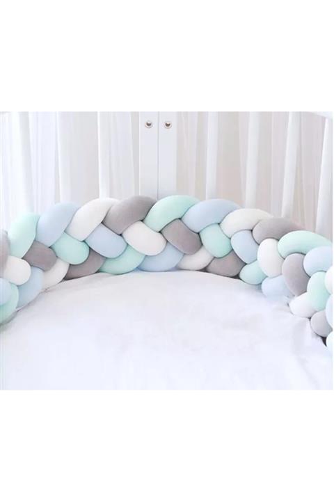 GULDESIGN 4'lü Örgü Koruma 360 Cm Beyaz-gri-su Yeşili- Bebe Mavi